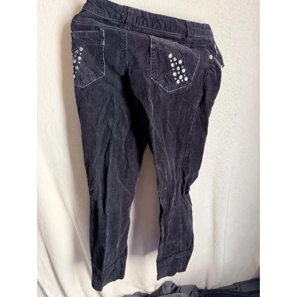 Old Navy Girls Black Corduroy Pants Rhinestone Pockets Size 12